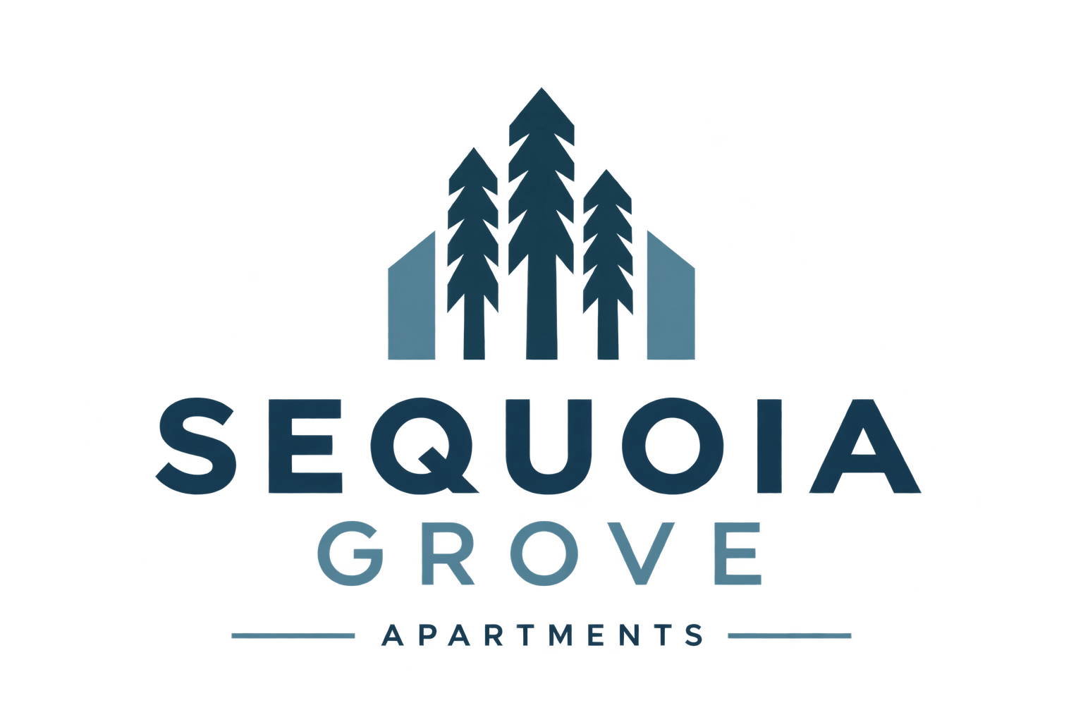 A logo for Sequoia Grove Apartments featuring trees.